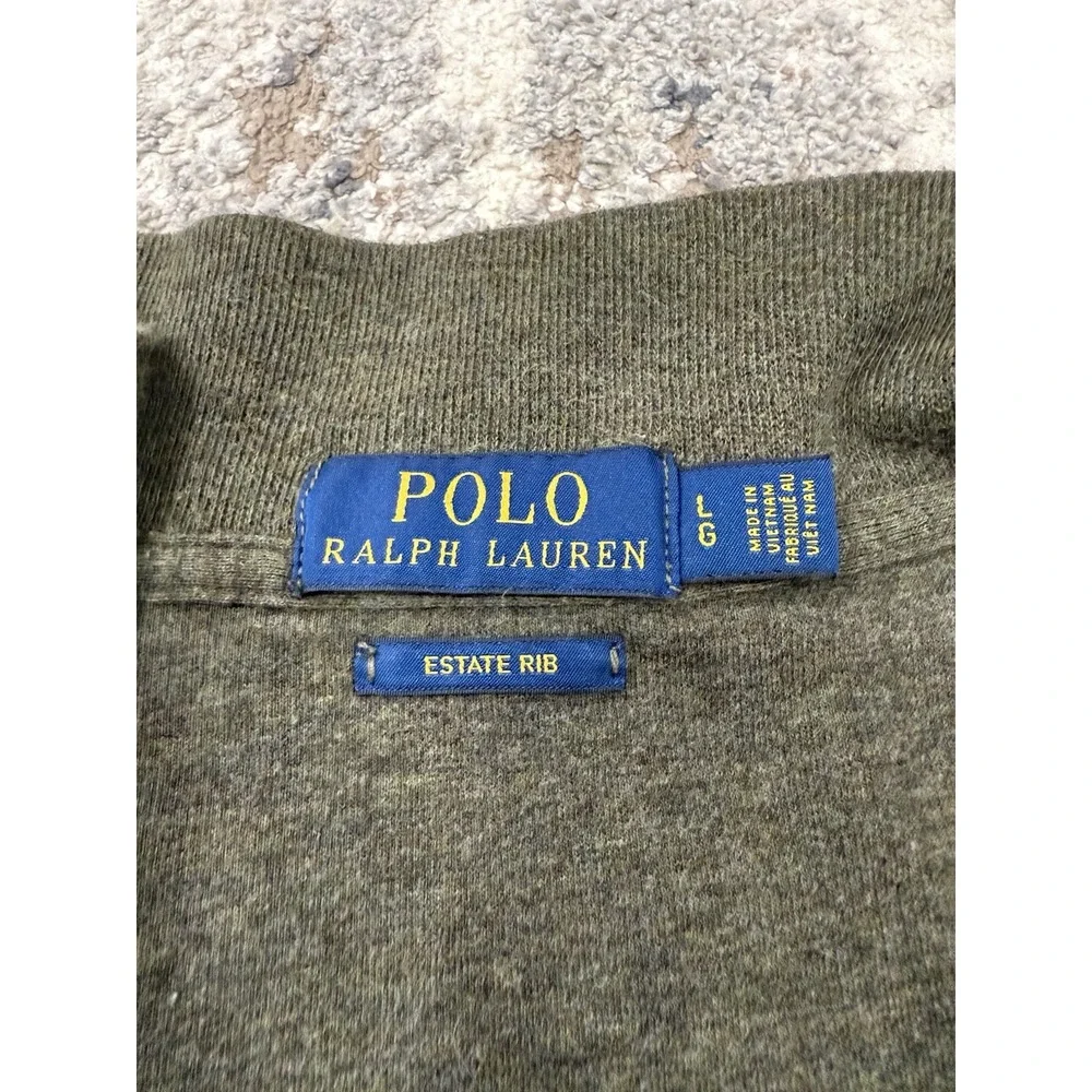 Polo Ralph Lauren Sweater Large Green Estate Rib 1/4 Zip Preppy Academia Golf